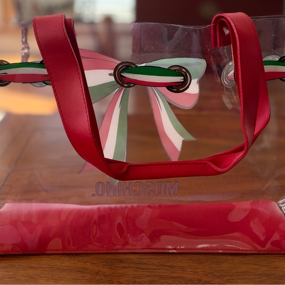 Moschino Transparent Tote with Red and Green Bow - EUC - Picture 6 of 8